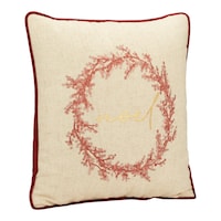 Décoration de Noël coussin couronne carrée Noël CANVAS, réversible, 18 x 18 po