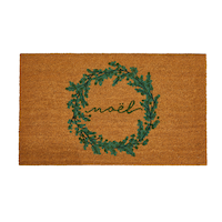 CANVAS Christmas Decoration Wreath Noel Coir Door Mat, 18 x 30-in Overhead_Flat