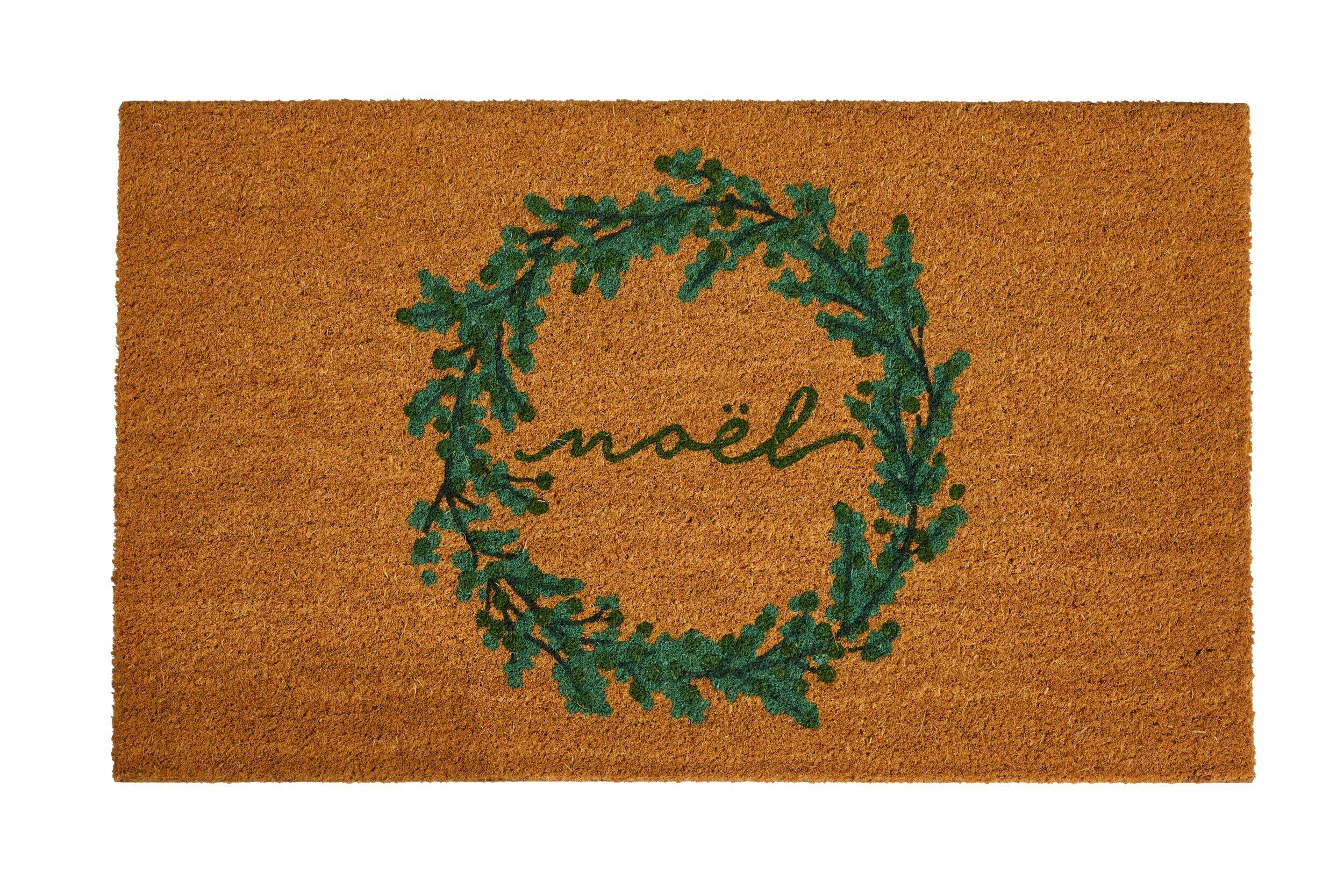 CANVAS Christmas Decoration Wreath Noel Coir Door Mat, 18 x 30-in Overhead_Flat