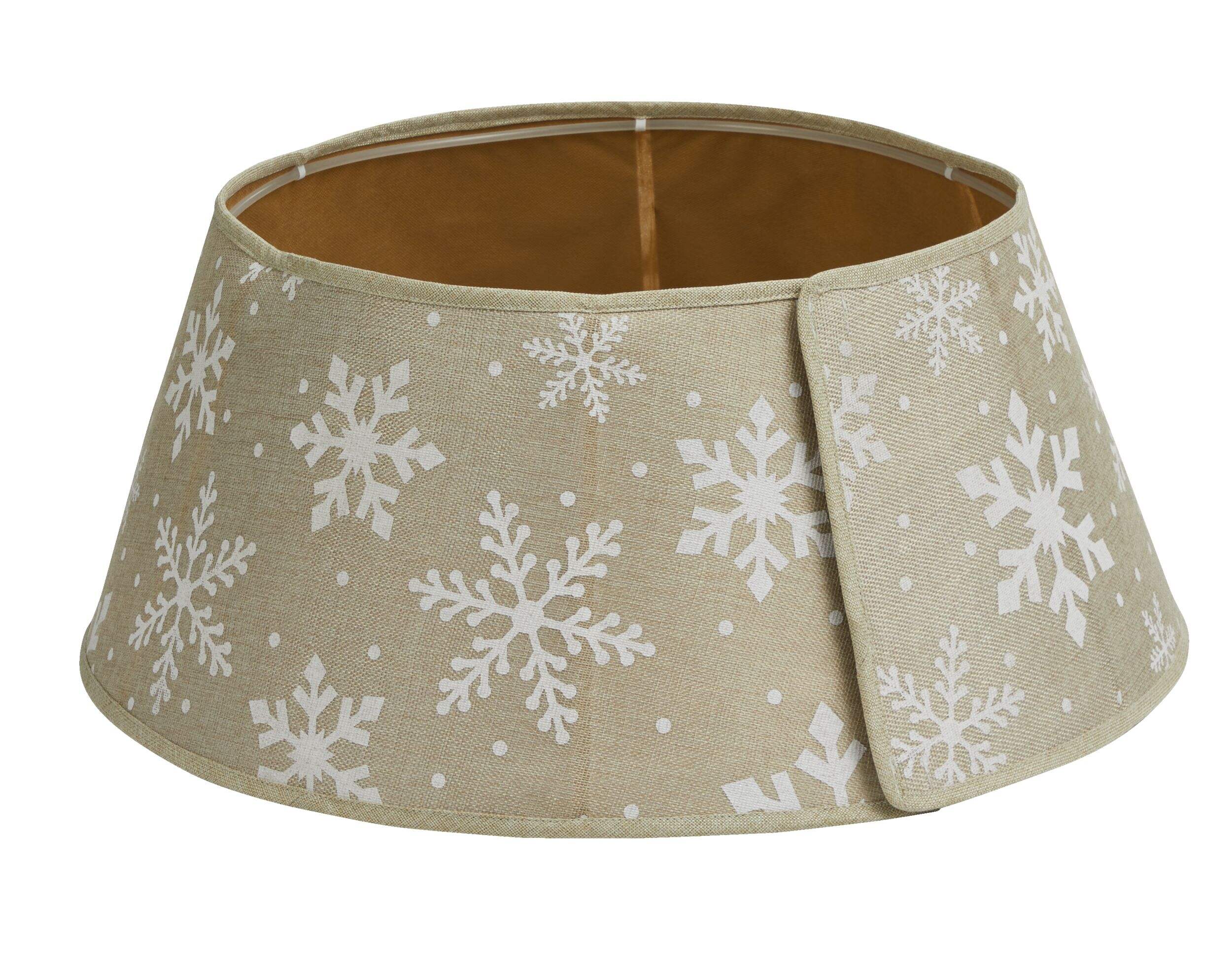 FOR LIVING Christmas Tree Band Decoration Burlap Snowflake Tree Collar, 26-in Front_Angled_Right