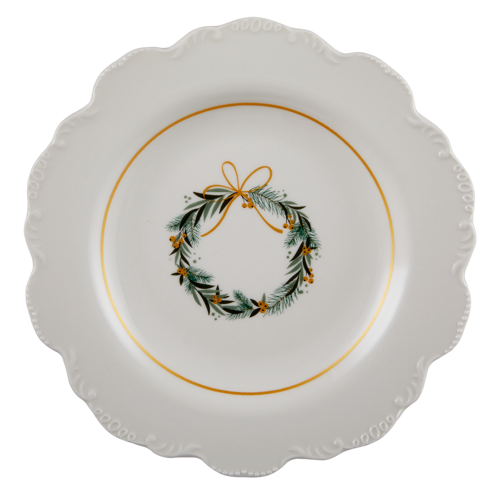 CANVAS Winter Garden Round Porcelain Christmas Dinnerware Appetizer