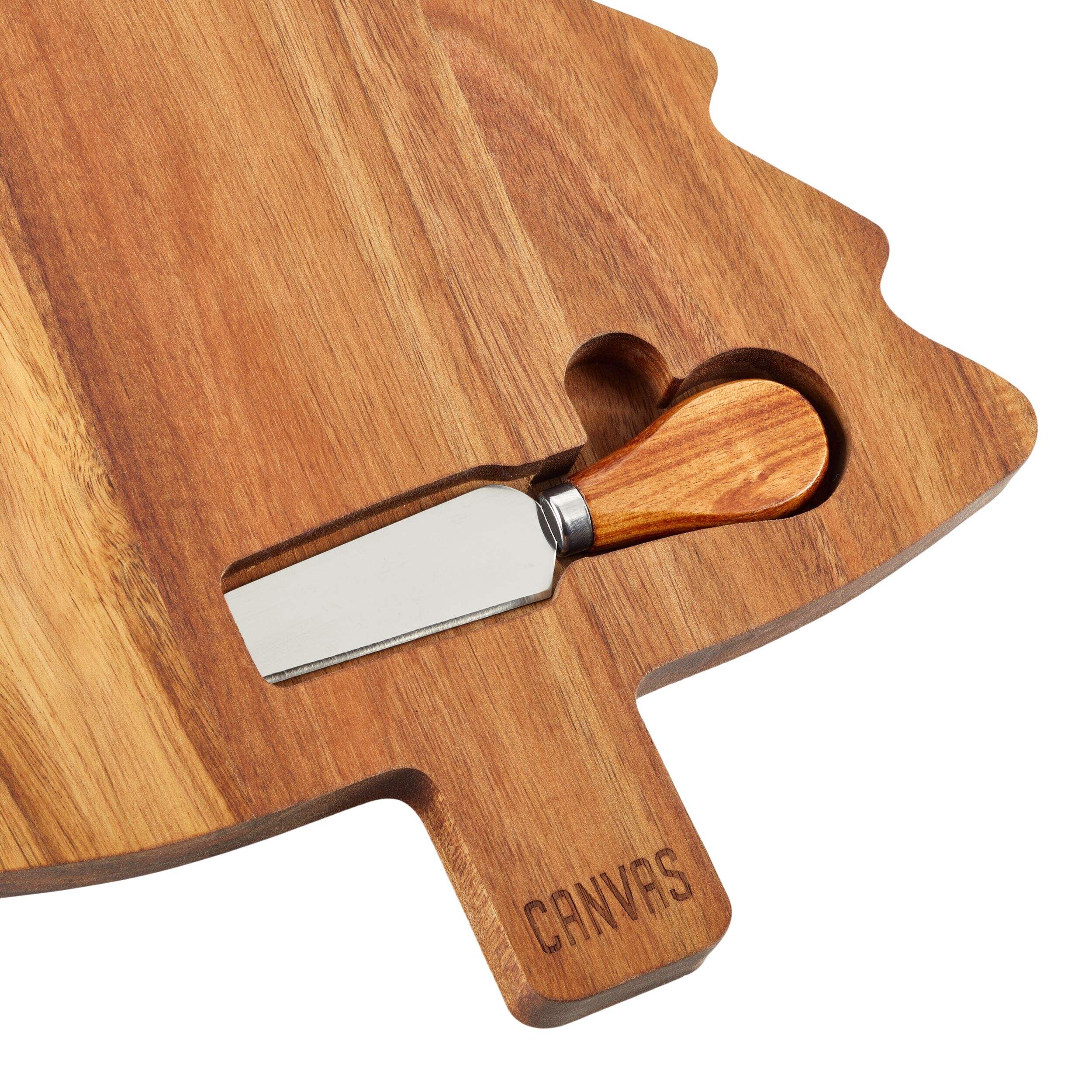 CANVAS Winter Garden Christmas Dinnerware Cheese Board & Knife Set, Acacia Wood Canadian Tire