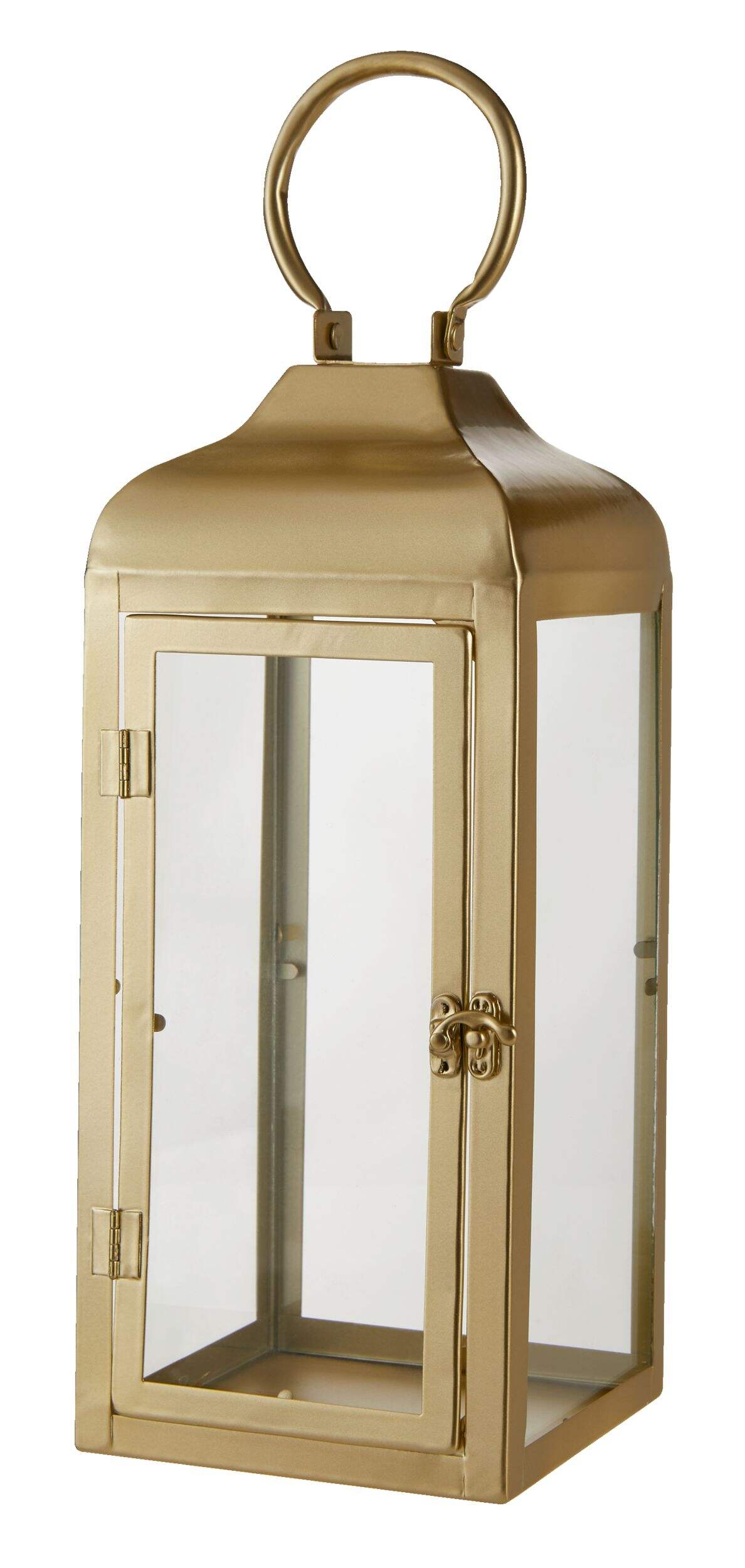 Lanterne tempête dorée de Noël décorative CANVAS, 12 po Front_Angled_Left