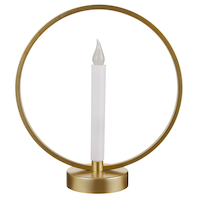 CANVAS Tabletop Christmas Décor Gold Circle Candelabra with a Single Flameless Candle, 10.6-in