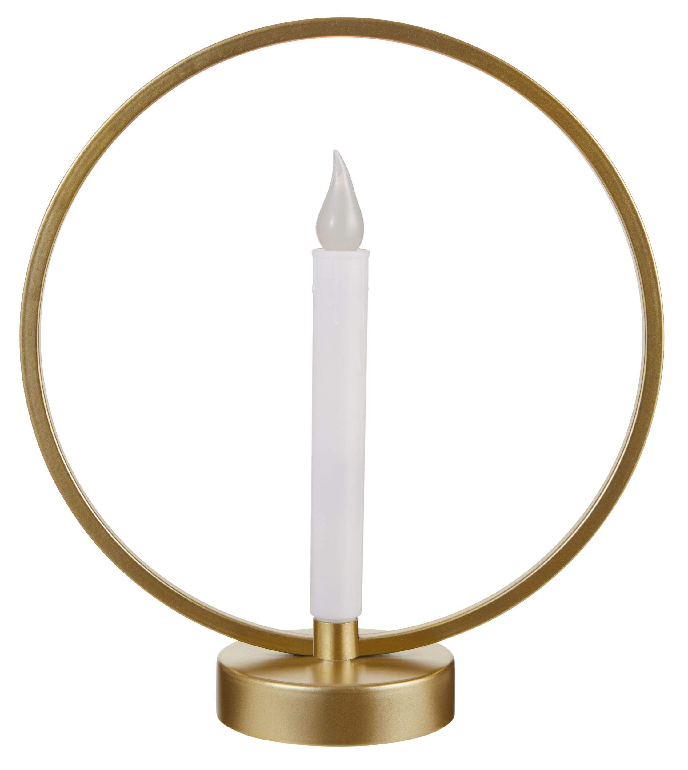 Candélabre doré circulaire CANVAS avec bougie sans flamme, 10,6 po Front_Flat