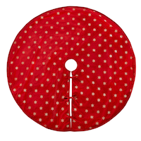 FOR LIVING Christmas Decoration Red Velvet with Gold Snowflakes Tree Skirt, 48-in Overhead_Flat