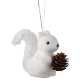 CANVAS White Collection Squirrel with Pinecone Christmas Ornament Front_Three_Fourths_Angled_Right