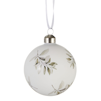 Boule en verre avec fleurs peintes à la main CANVAS Collection Blanc Front_Flat
