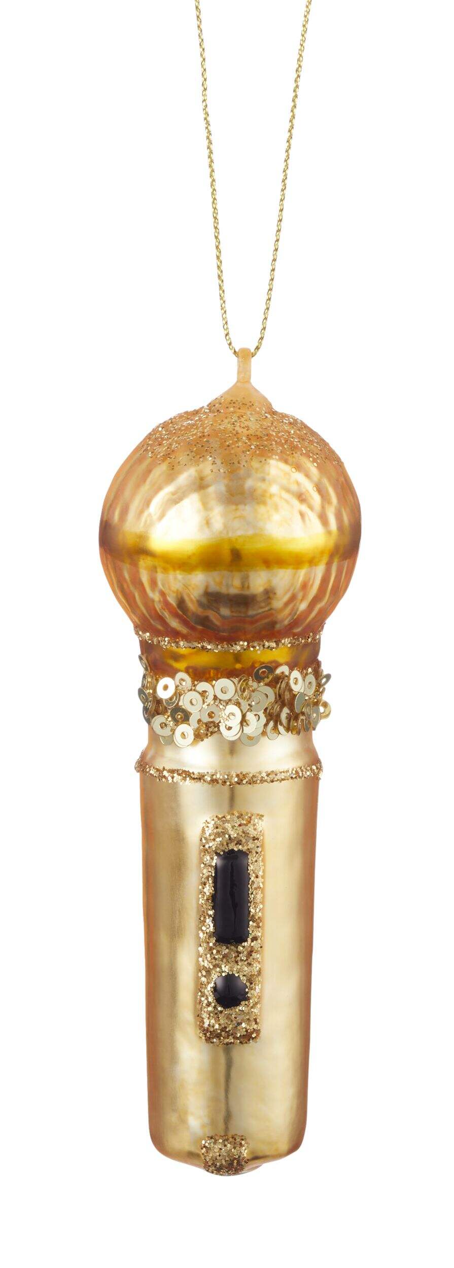 CANVAS Gold Collection Glass Microphone Christmas Ornament Front_Flat