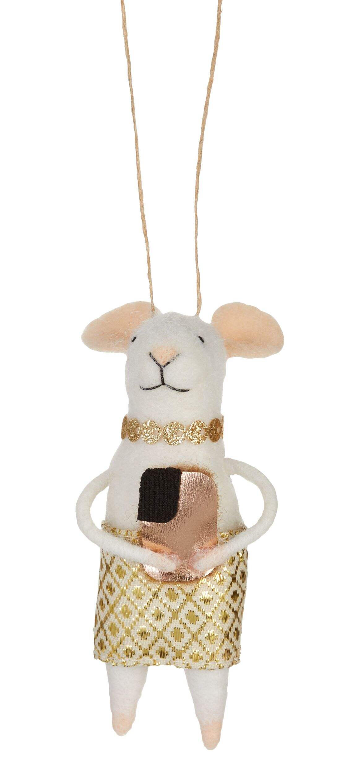 CANVAS Gold Collection Selfie Mouse Christmas Felt Ornament, 4.3-in Front_Flat