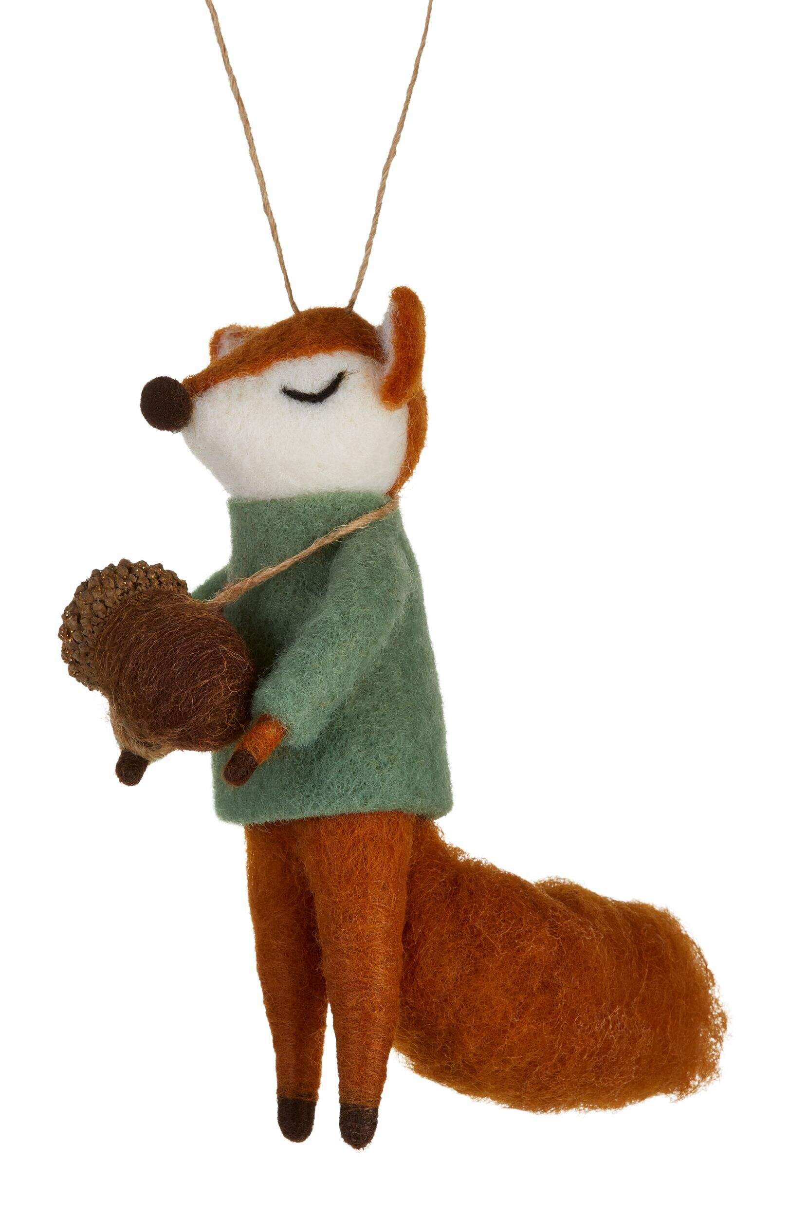 CANVAS Winter Garden Collection Felt Fox Christmas Ornament Front_Three_Fourths_Angled_Left