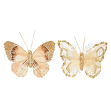 CANVAS Gold Collection Feather Textured Butterfly Clip-On Christmas Ornament, 4-pk Front_Flat