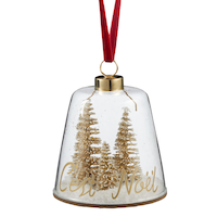 CANVAS Gold Collection Dome with Bottle Brush Trees Christmas Ornament