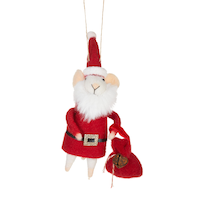 CANVAS Santa's Workshop Collection Santa Claus Mouse Christmas Felt Ornament, 4.3-in Front_Flat