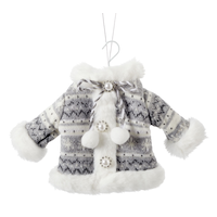 Ornement de Noël en forme de chandail en tricot avec flocons de neige CANVAS Collection Argent Front_Flat