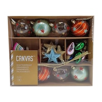 CANVAS Brights Collection Mixed Rainbow Christmas Ornament Set, Assorted Styles, 20-pk Front_Flat