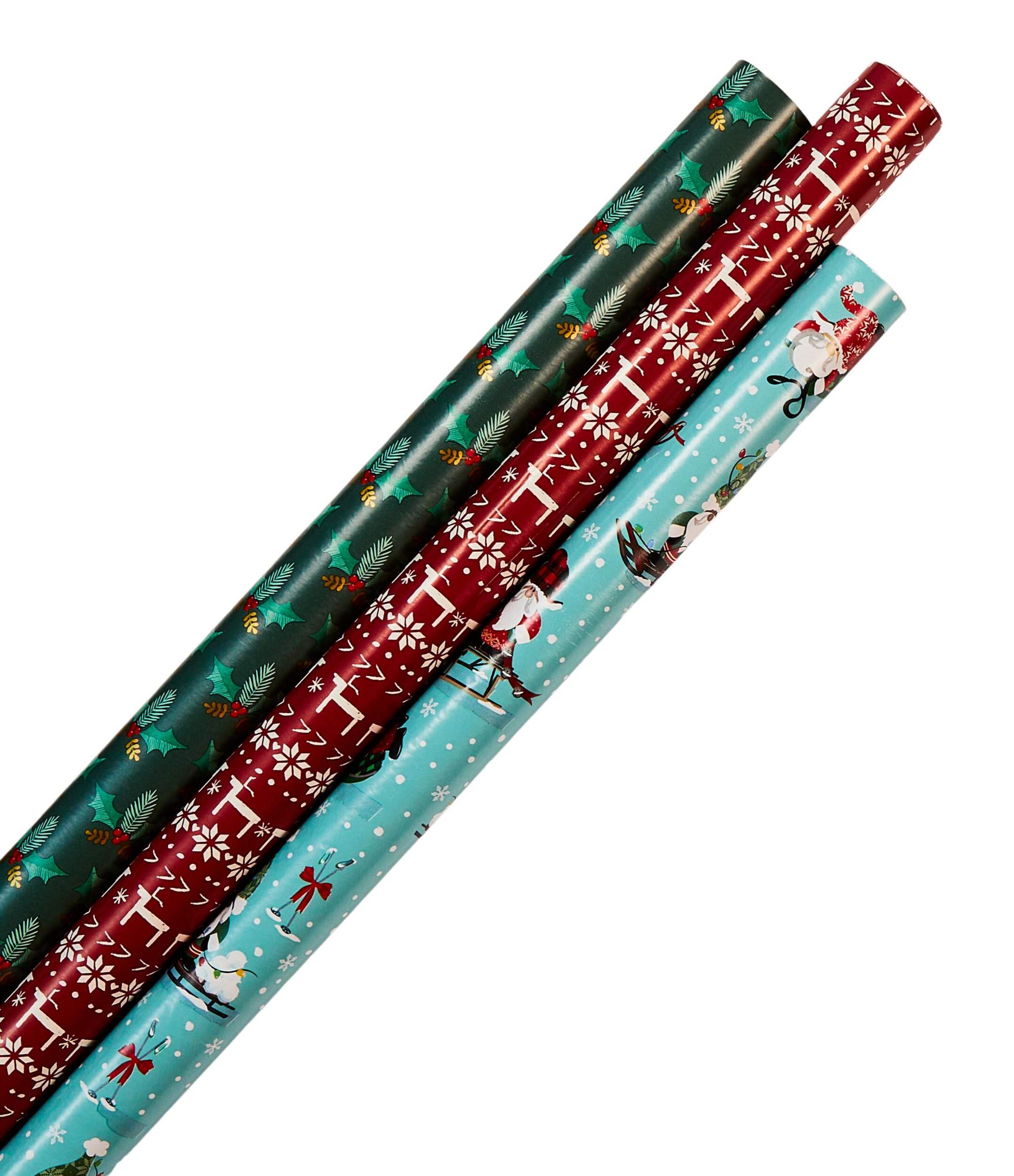 For Living Reversible Holiday Gift Wrap, 150-sq ft, 3-pk CloseUp
