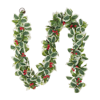 For Living CANVAS Christmas Decoration Artificial Variegated Holly Garland with Berries, 6-ft Front_Flat
