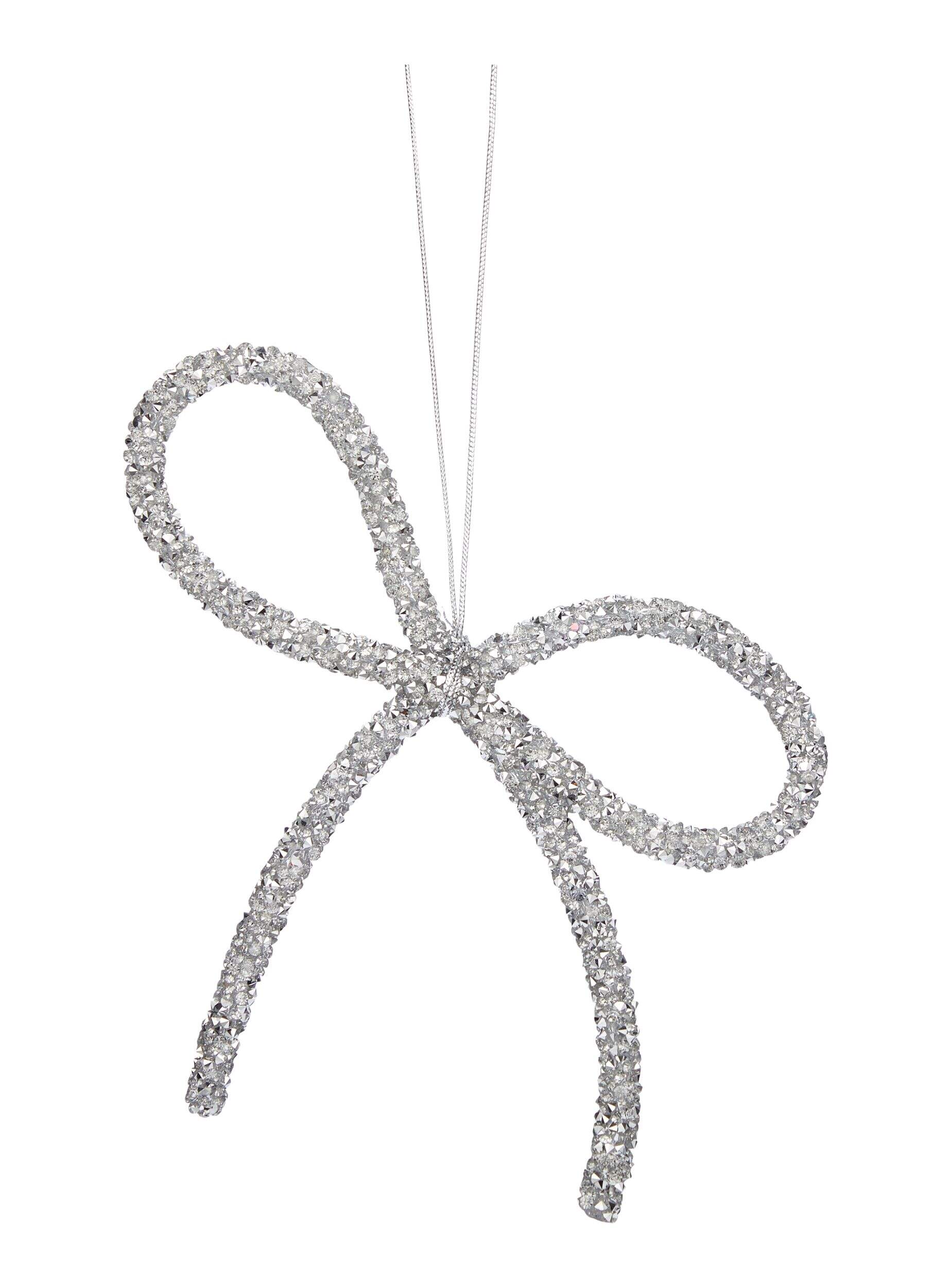 CANVAS Night Before Christmas Trend Collection Silver Sparkly Bow Ornament Front_Flat