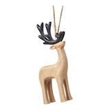 CANVAS The Night Before Christmas Trend Collection Wooden Reindeer with Black Antlers Christmas Ornament Front_Three_Fourths_Angled_Right