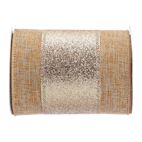 Plateau de rubans en jute à rayures or CANVAS Collection C¿est la belle nuit de Noël