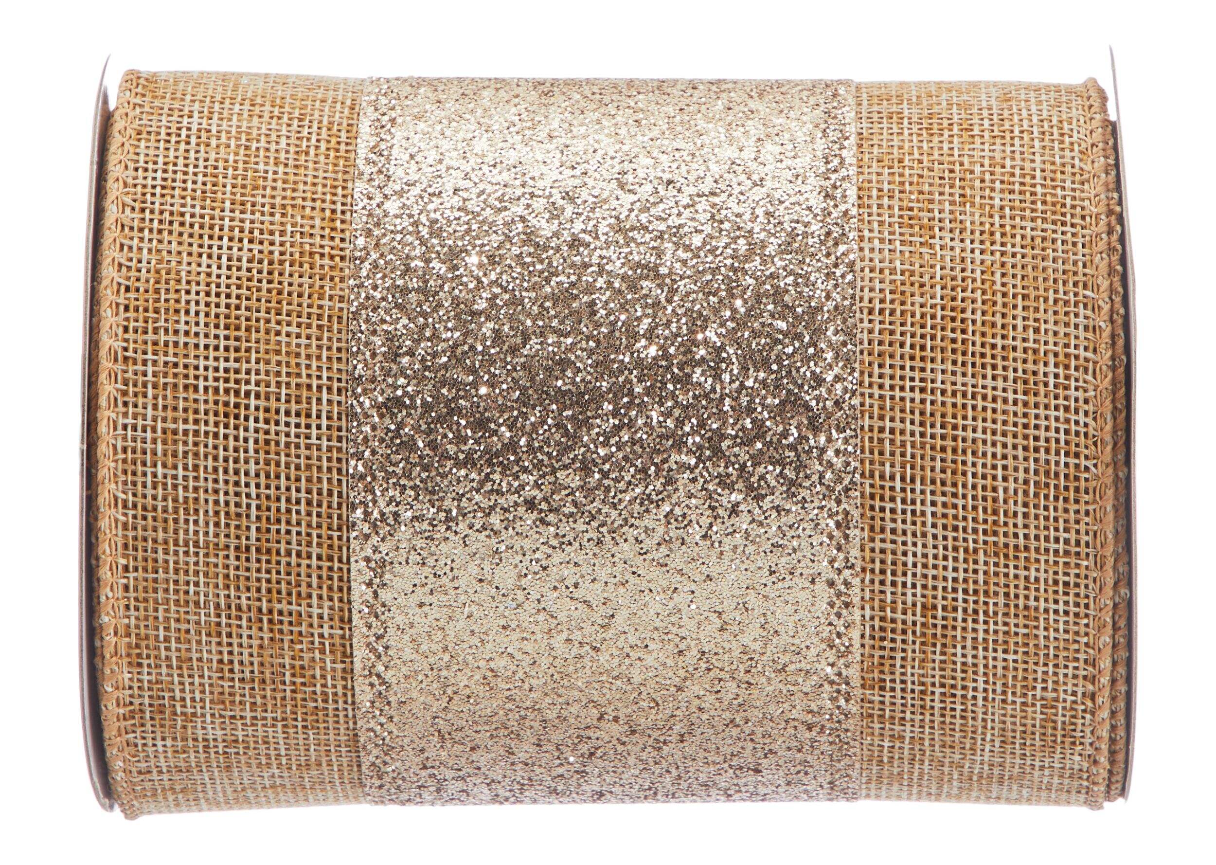 Plateau de rubans en jute à rayures or CANVAS Collection C’est la belle nuit de Noël Front_Flat