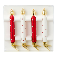 CANVAS Santa's Workshop Collection Polka Dot Candle Sticks Christmas Ornament, 5.9-in, 4-pk Front_Flat