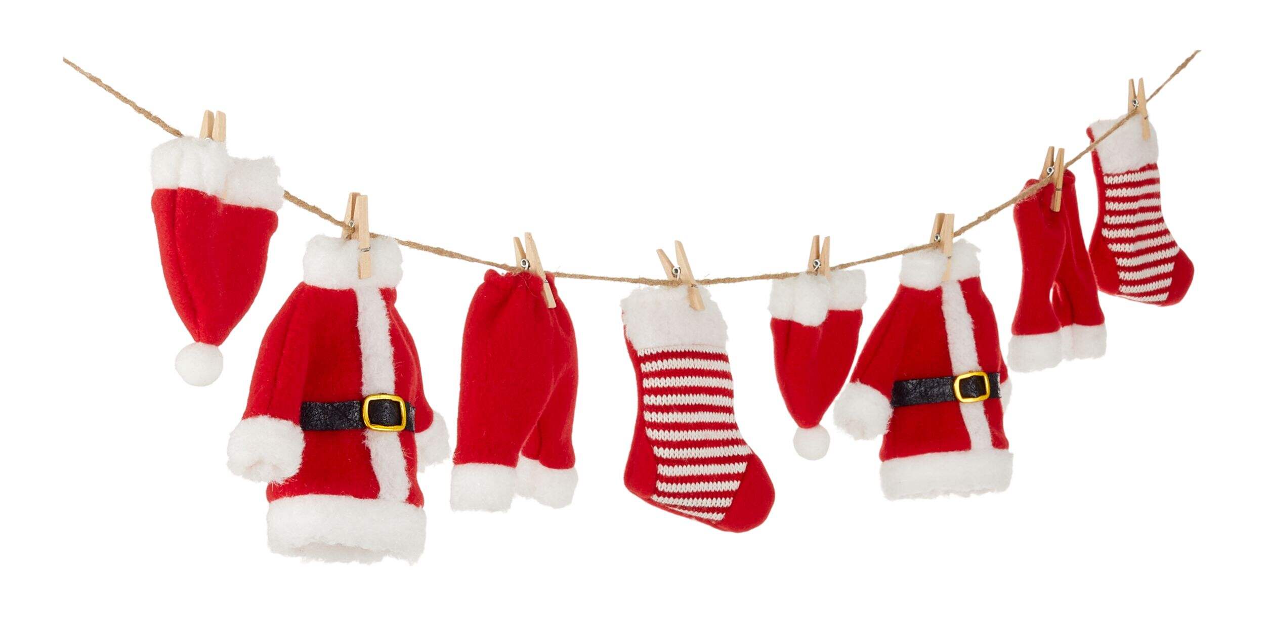 Guirlande de costumes du père Noël de la collection Atelier du père Noël de CANVAS, 6 pi Front_Angled_Left