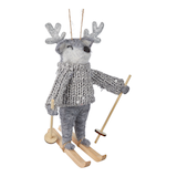 Décoration de Noël, souris renne avec chandail et bâtons de ski, collection CANVAS Argent Front_Three_Fourths_Angled_Right