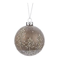CANVAS Silver Collection Glass Ball with Trees Christmas Ornament Front_Flat