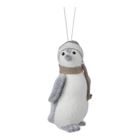 Ornement pingouin blanc et gris CANVAS Collection Argent scintillant Front_Flat