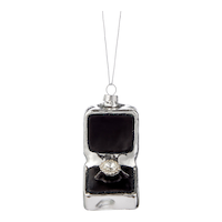 Ornement de Noël en forme de bague de fiançailles de la collection argentée de CANVAS, 2,7 po Front_Flat