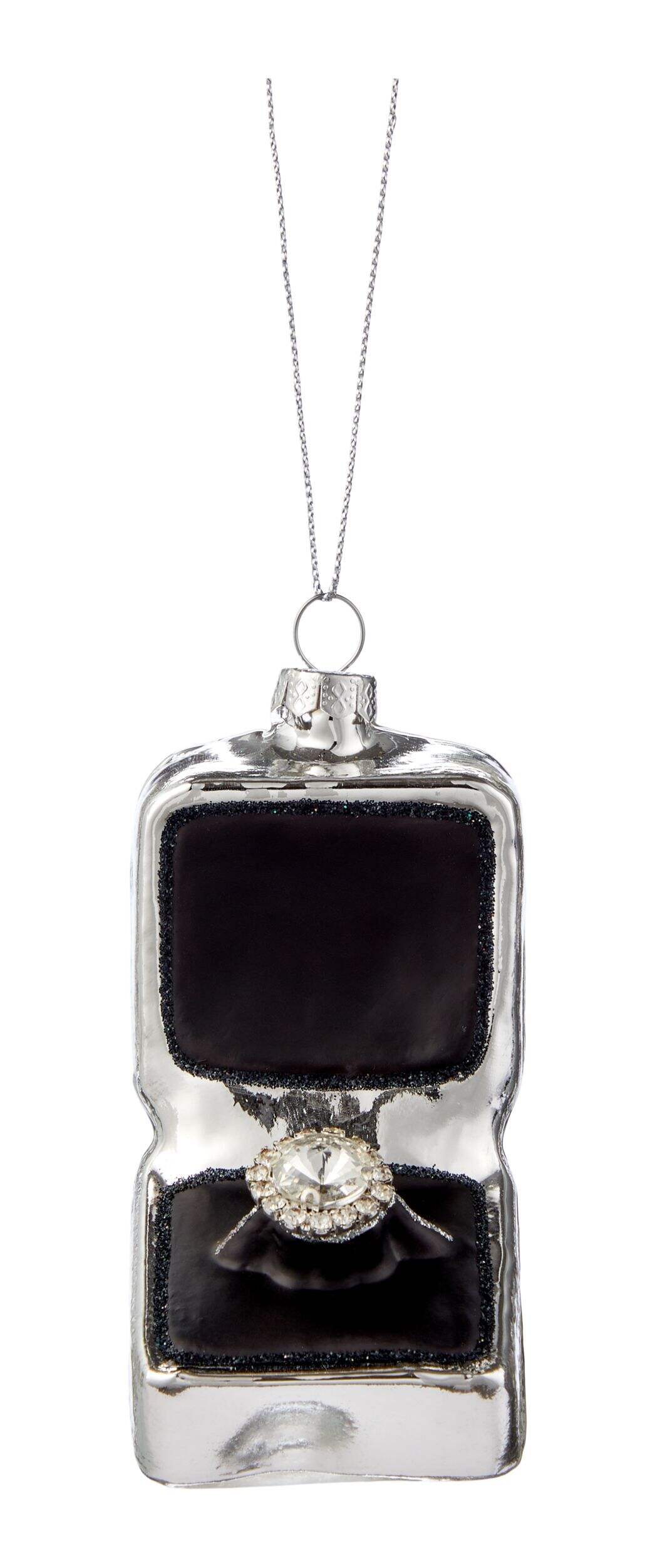 CANVAS Silver Collection Engagement Ring Christmas Ornament, 2.7-in Front_Flat