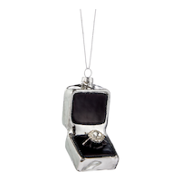 CANVAS Silver Collection Engagement Ring Christmas Ornament, 2.7-in Front_Angled_Right