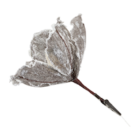 CANVAS Silver Collection Grey Flower Clip On Christmas Ornament Front_Three_Fourths_Angled_Right