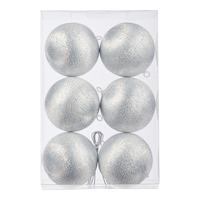 CANVAS Silver Collection Satin Ball Christmas Ornaments, 2.2-in, 6-pk Front_Flat