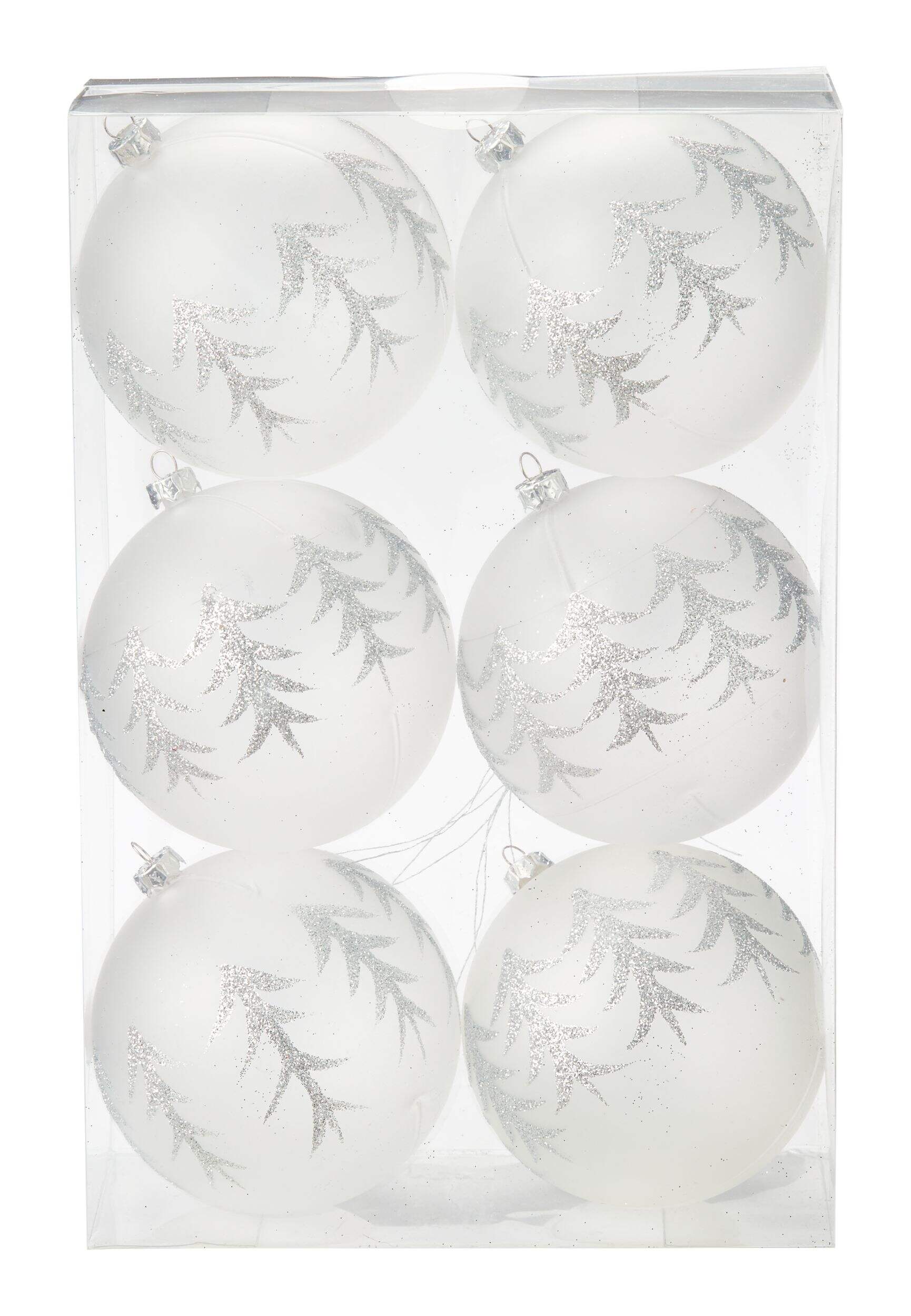 CANVAS Silver Collection Glitter Tree Ball Christmas Ornament Set, 3-in, 6-pk Front_Flat