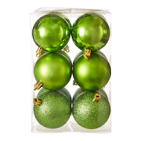CANVAS Shatterproof Christmas Decoration Grinch Inspired Ball Ornament Set, 56-mm, Green, 12-pk Front_Flat