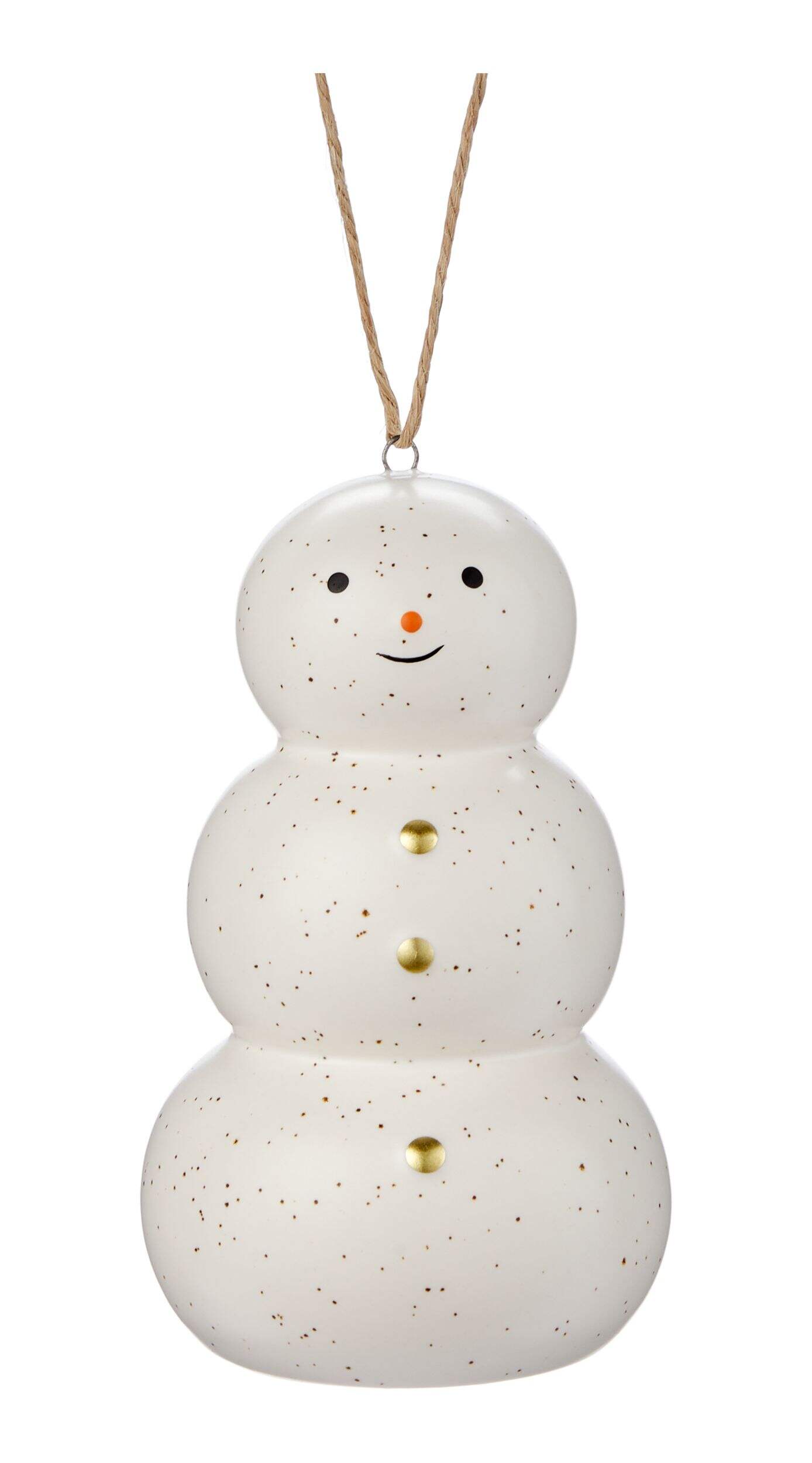 CANVAS White Collection Ceramic Snowman Christmas Ornament Front_Flat