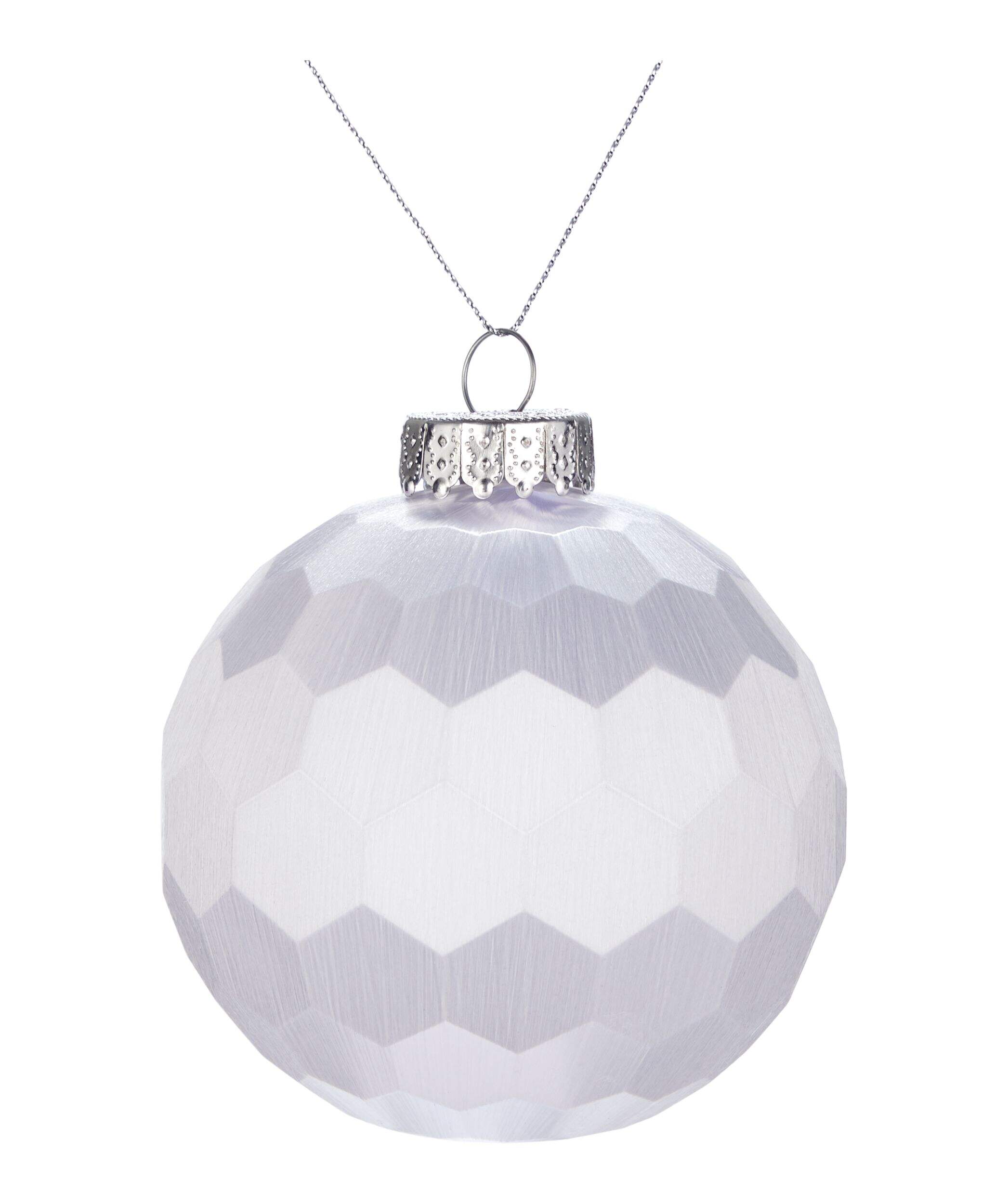 CANVAS White Collection Decoration Hexagonal Satin Ball Christmas Ornament Front_Flat