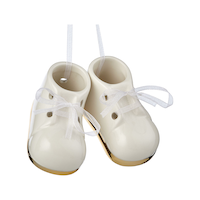 CANVAS White Collection Baby Shoes with Gold Rim Christmas Ornament Front_Three_Fourths_Angled_Right