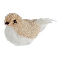 CANVAS White Collection White and Cream Bottlebrush Bird Clip Christmas Ornament Front_Three_Fourths_Angled_Left