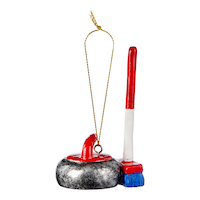 CANVAS Canadian Christmas Collection Curling Stone & Broom Ornament