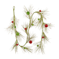 CANVAS Unbreakable Collection Christmas Decoration Grinch Inspired Green Glitter Red Ball Garland, 6-ft