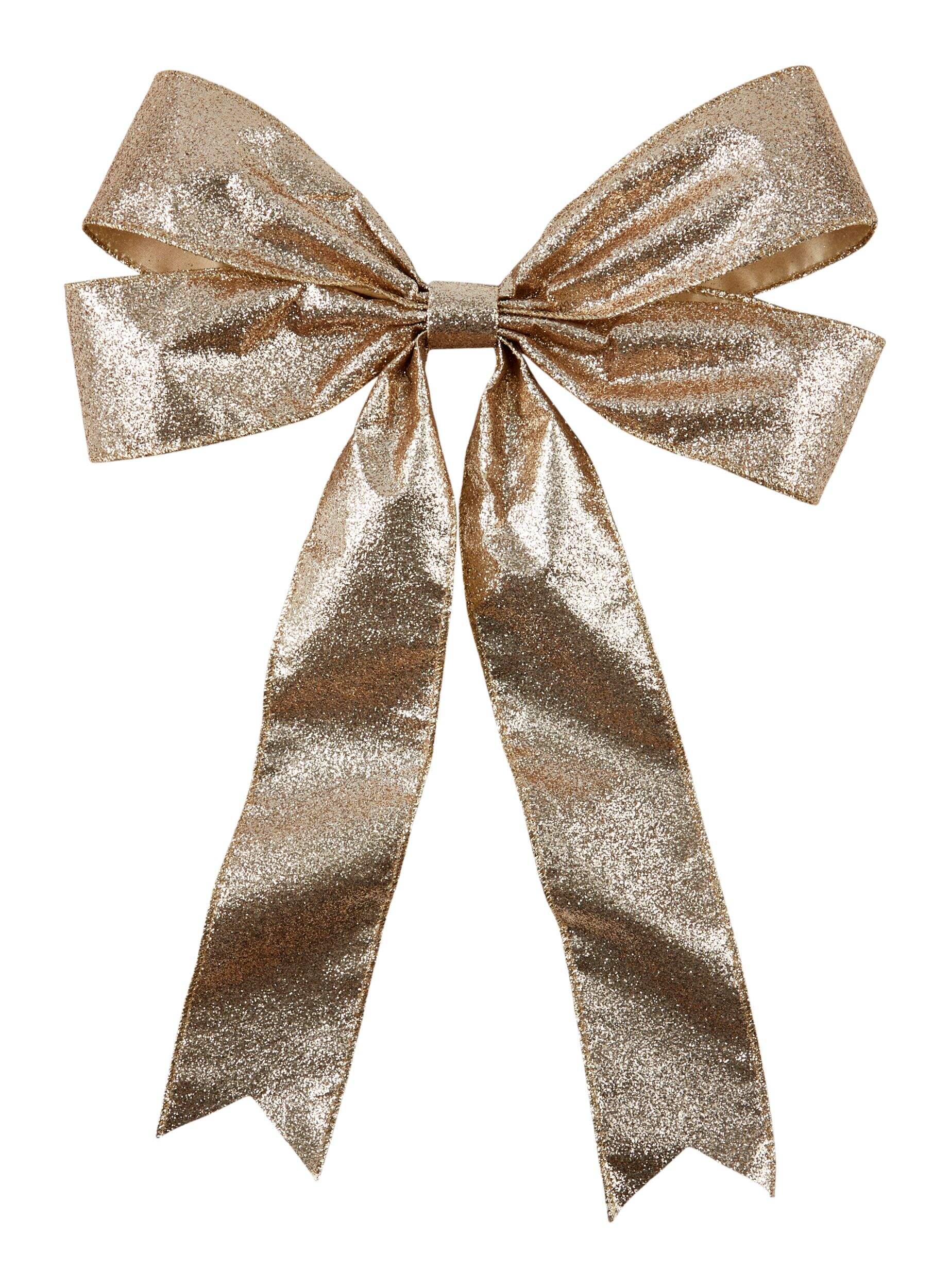 Décoration de Noël en tissu boucle dorée scintillante For Living 15 po Front_Flat