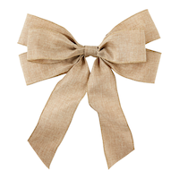 For Living Fabric Holiday Decoration Linen Weave Bow with Gold Wired Edge, 12-in