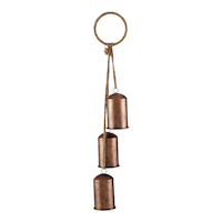 CANVAS Christmas Decoration Door Hanger with 3 Distressed Bronze Bell, 21-in Front_Flat