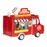 For Living Battery Operated Miniature LED Hot Cocoa Truck Holiday Decoration Front_Three_Fourths_Angled_Right