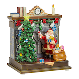 For Living Battery Operated LED Santa at the Fireplace Scene Christmas Decoration Front_Three_Fourths_Angled_Right