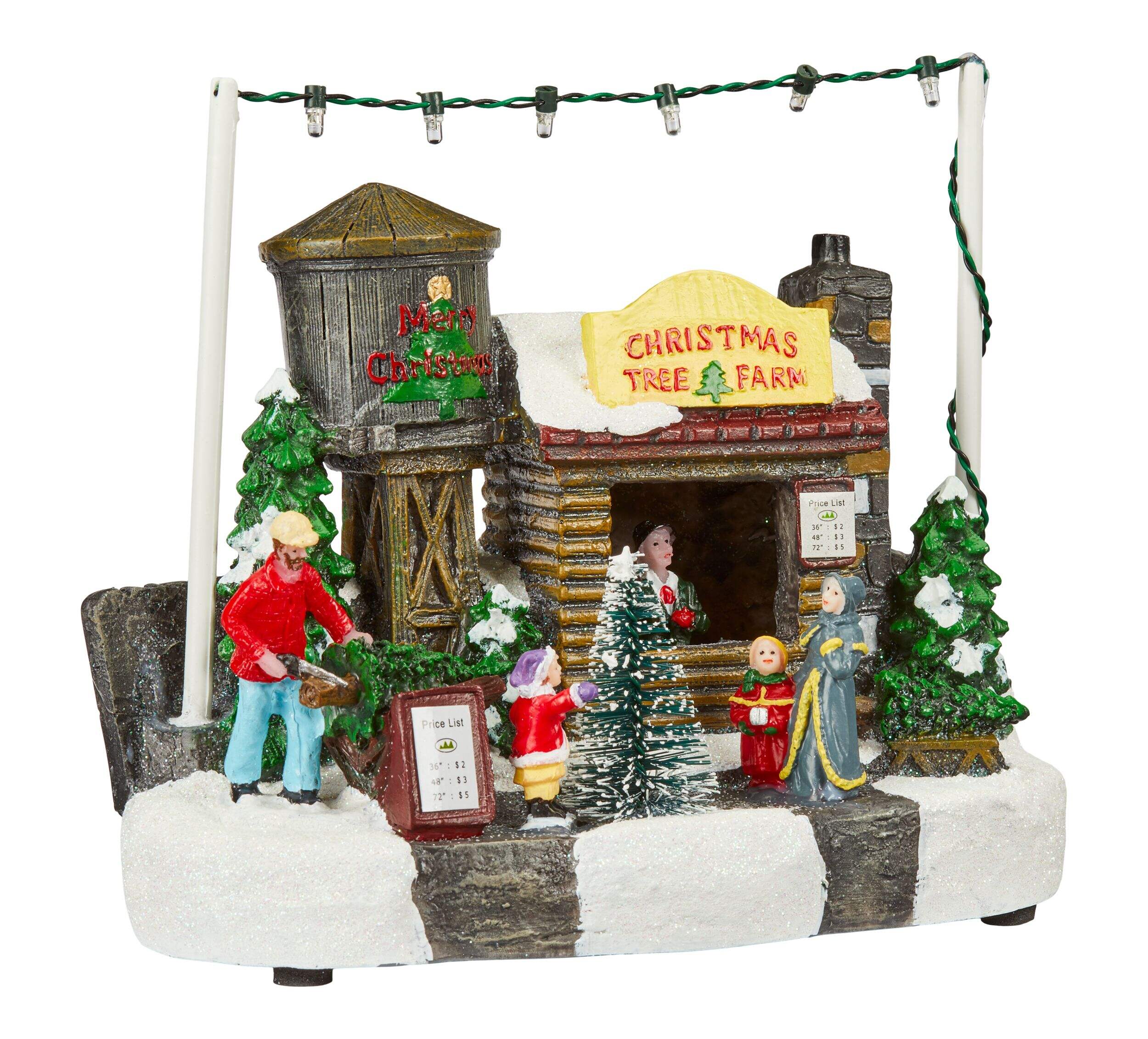 For Living Battery Operated Miniature LED Tree Farm Scene Christmas Decoration Front_Angled_Right